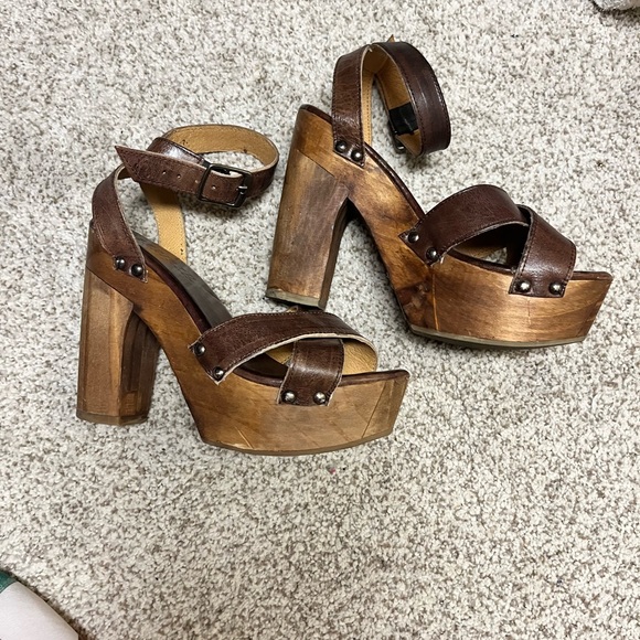 Brown Bed|Stu Women Leather Madeline Platform Sandals Heels 7 - Picture 8 of 8